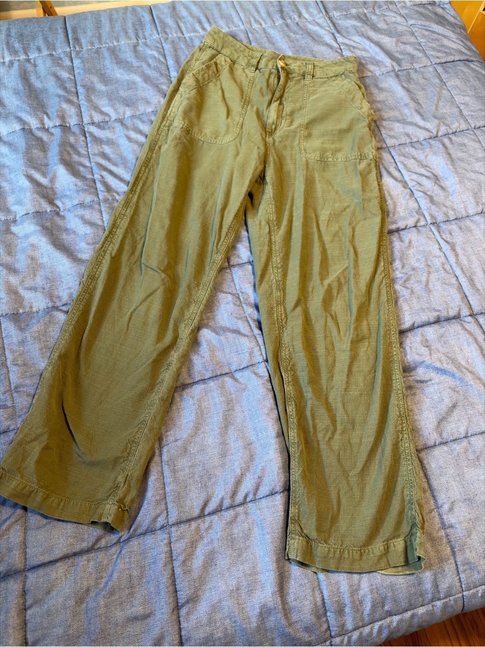 Billabong Green Casual Linen High-Rise Pants